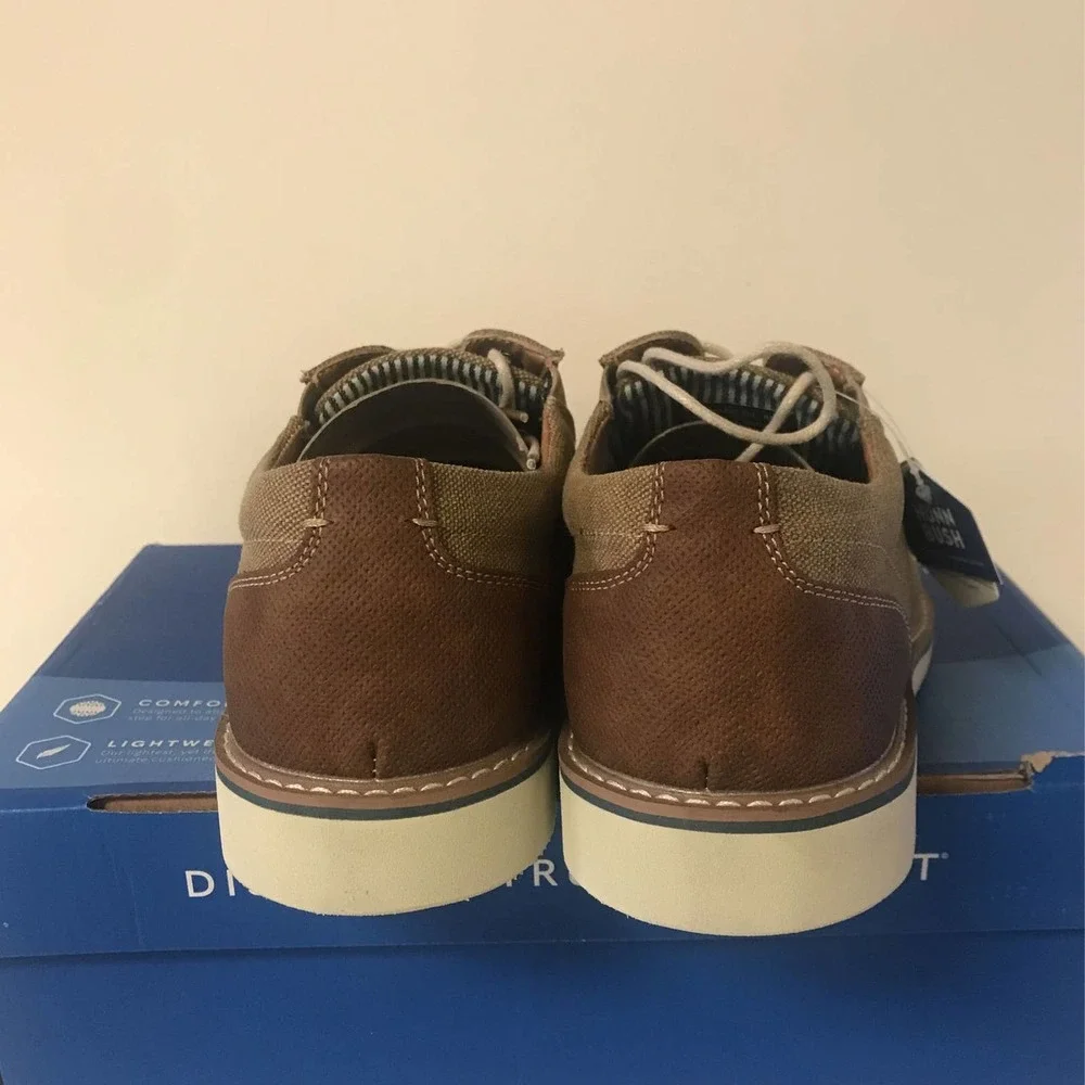 Nunn Bush Mens Size 8.5M Barklay Canvas Plain Toe Oxford. Khaki